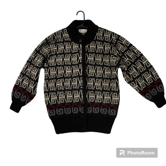 Kim Carbocci Sweaters - Kim Carbocci Vintage Mohair Wool Geometric Cardigan Sweater Size Small